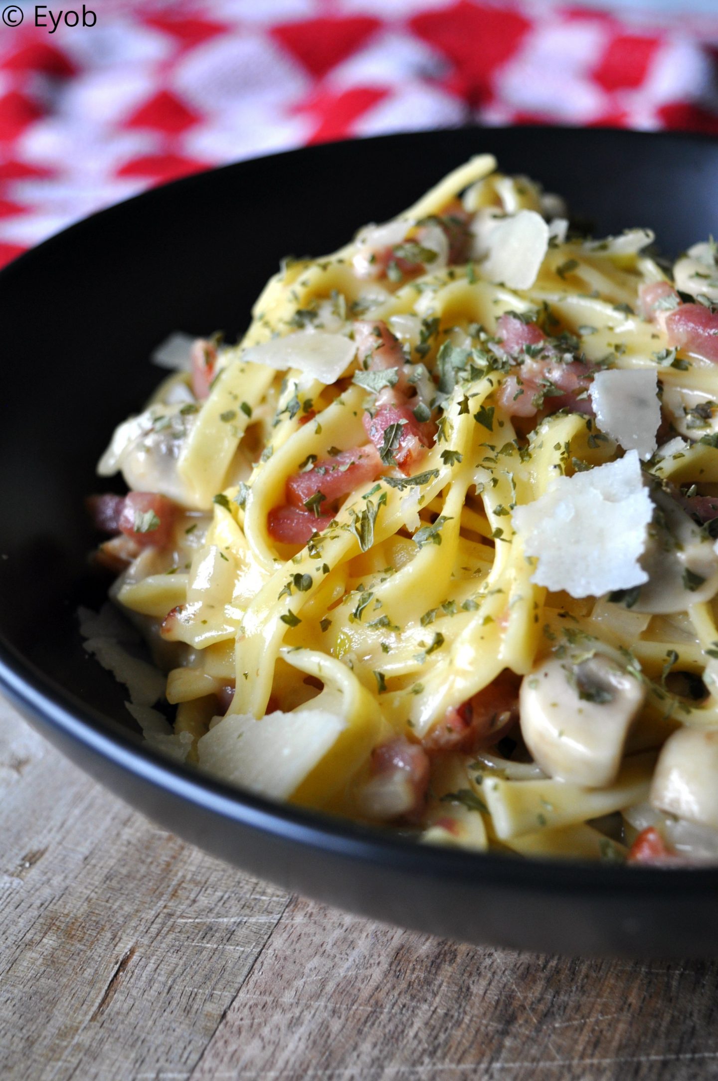Pasta Carbonara met spekjes en ei